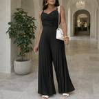 Women's One-Piece Jumpsuit – One-Shoulder Adjustable Waist Wide Leg