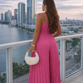 Women's One-Piece Jumpsuit – One-Shoulder Adjustable Waist Wide Leg