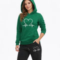 Women's Athletic Set - Hoodie and Heart Print Pants