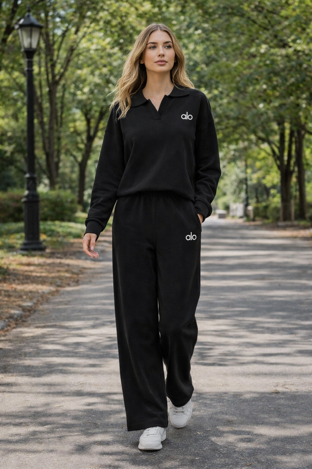 Completo Casual Donna 2 Pezzi - Maglia Polo e Pantaloni Wide-Leg