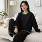 Women's 2-Piece Set - Striped High-Neck Top and Pants