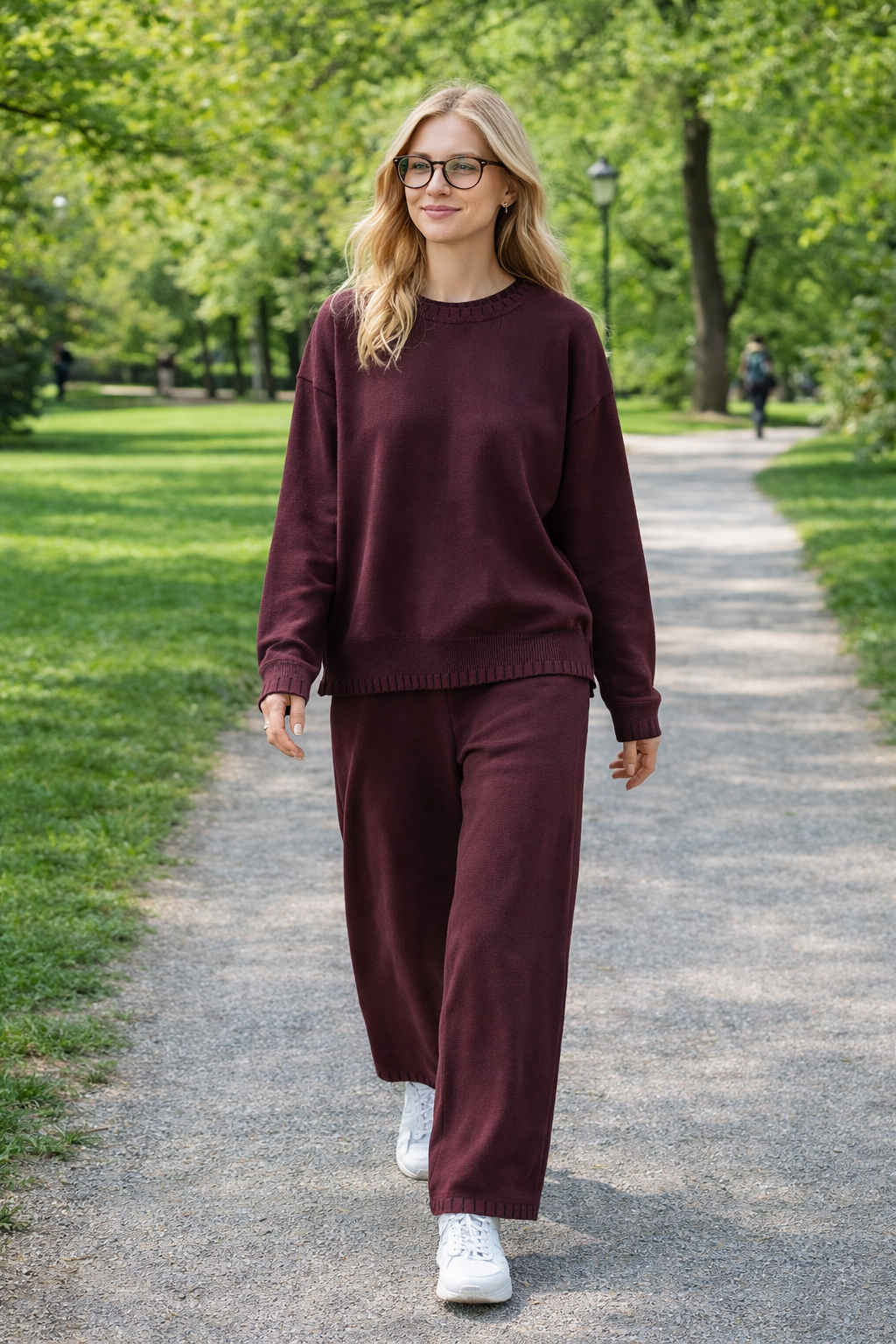 Completo  Donna 2 Pezzi - Maglia Righe Collo Alto e Pantaloni