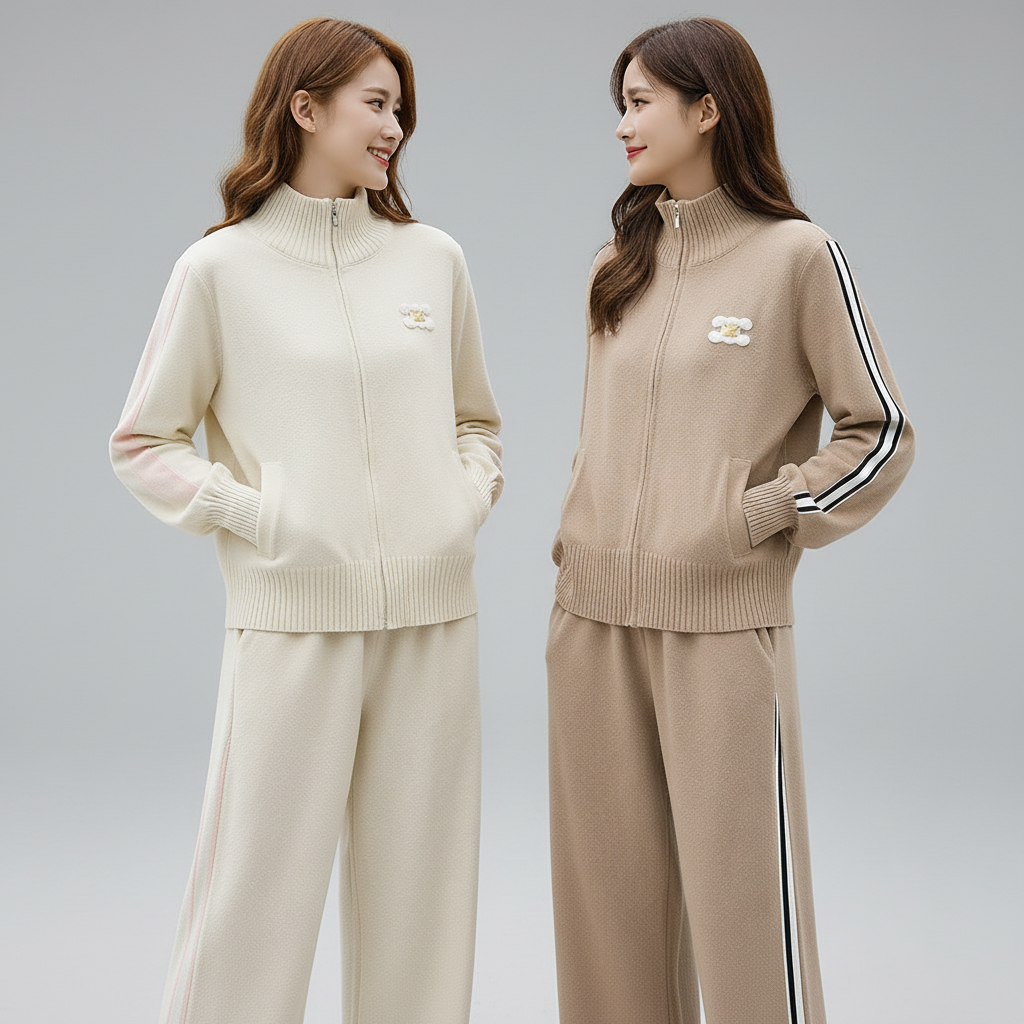 Women's Viscose Tracksuit – Zip-Up Sweatshirt and Trousers
