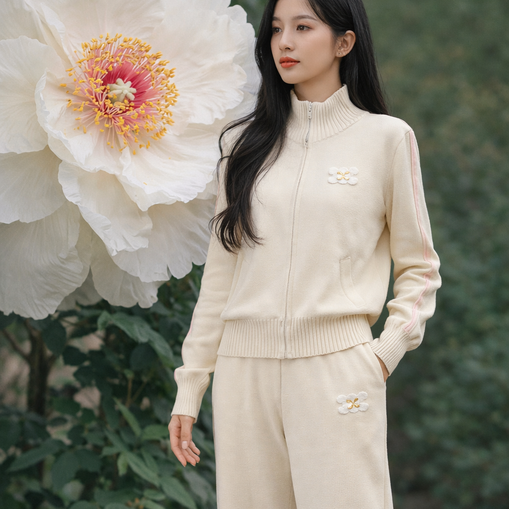 Women's Viscose Tracksuit – Zip-Up Sweatshirt and Trousers