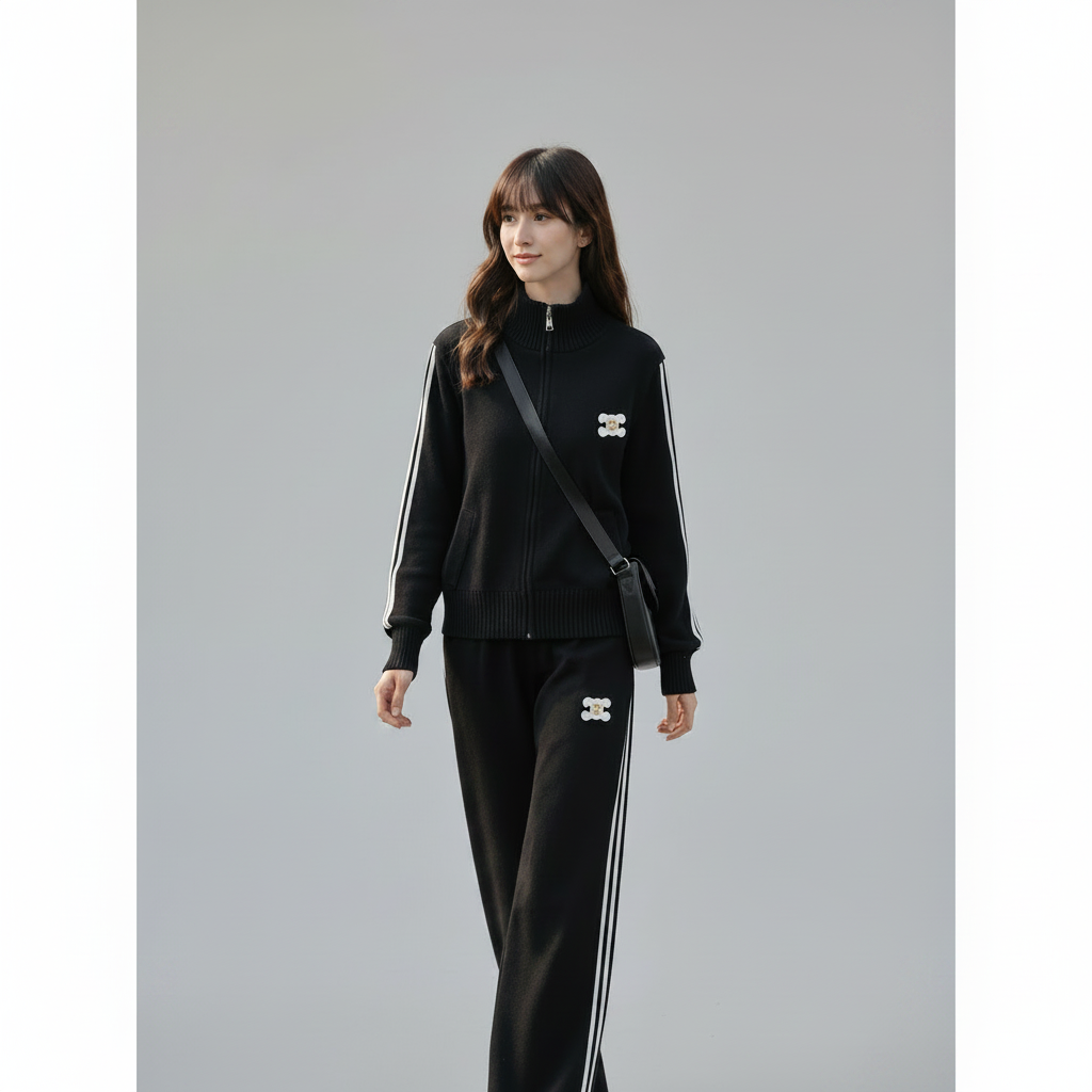 Women's Viscose Tracksuit – Zip-Up Sweatshirt and Trousers