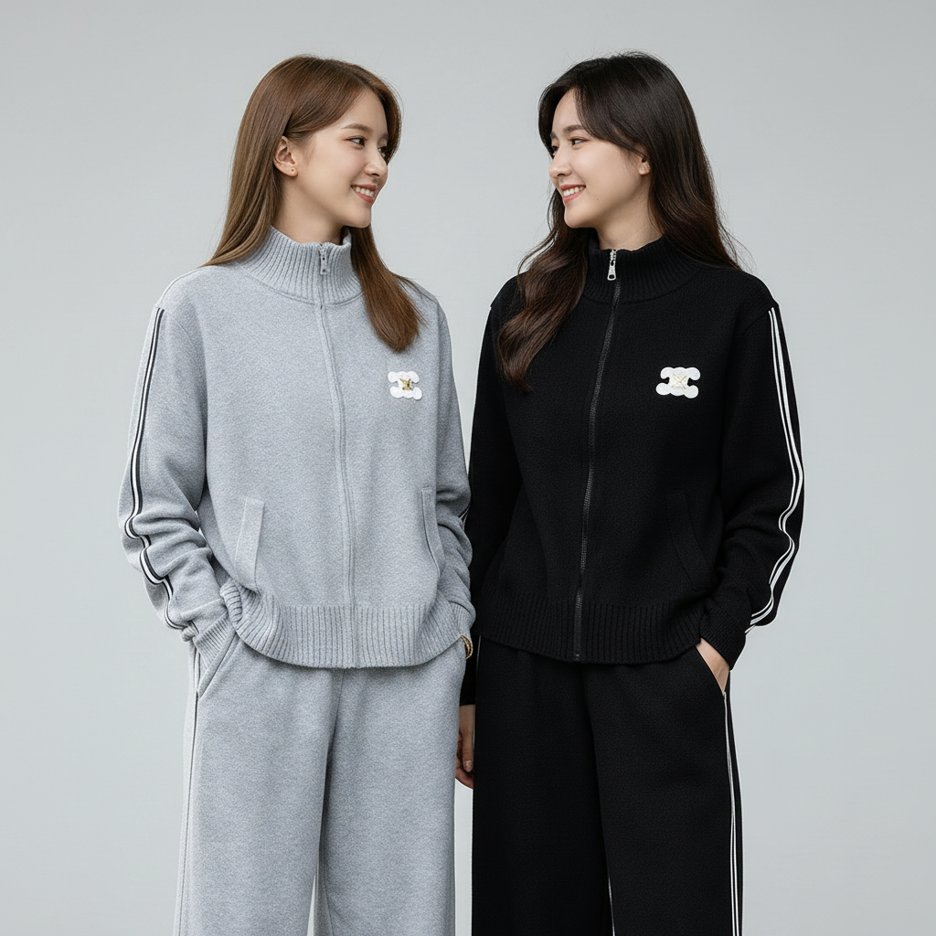 Women's Viscose Tracksuit – Zip-Up Sweatshirt and Trousers