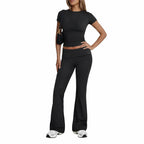 Women's 2-Piece Street Fashion Set – Crop Top and Flare Pants | Lynoro