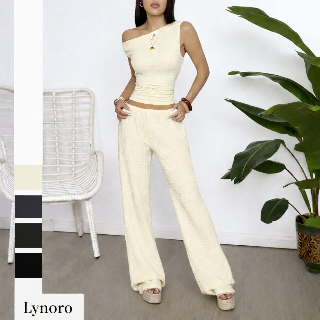 Women's 2-Piece Street Fashion Set - Off-Shoulder Top and Long Pants