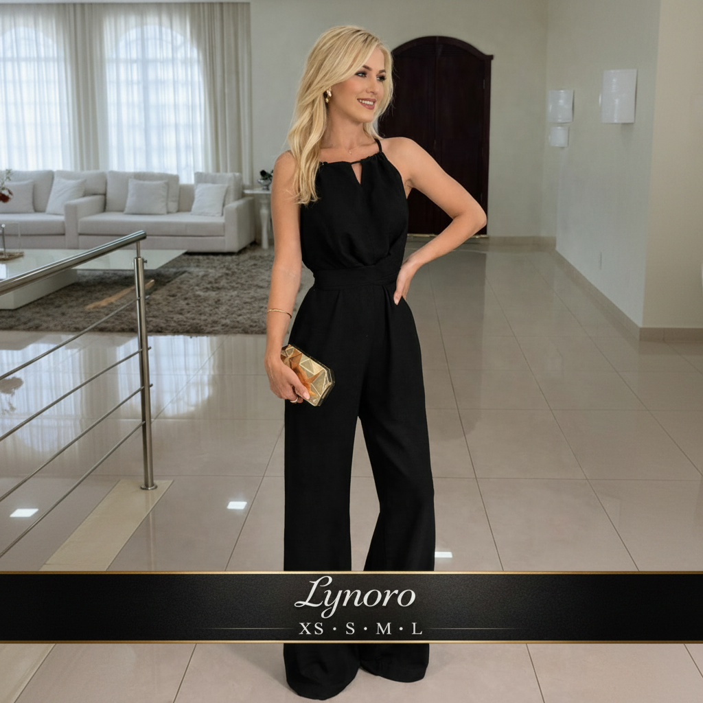 Women's Jumpsuit - V-Neck 3/4 Sleeves Adjustable Waist