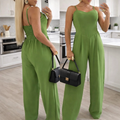 Women's Jumpsuit - Sleeveless Polo Collar Elastic Waist
