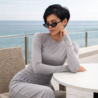 Women's Casual Set - Long Sleeve Top and Pleated Trousers