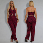 Women's 2-Piece Set – Leopard Print Top and Long Pants | Lynoro