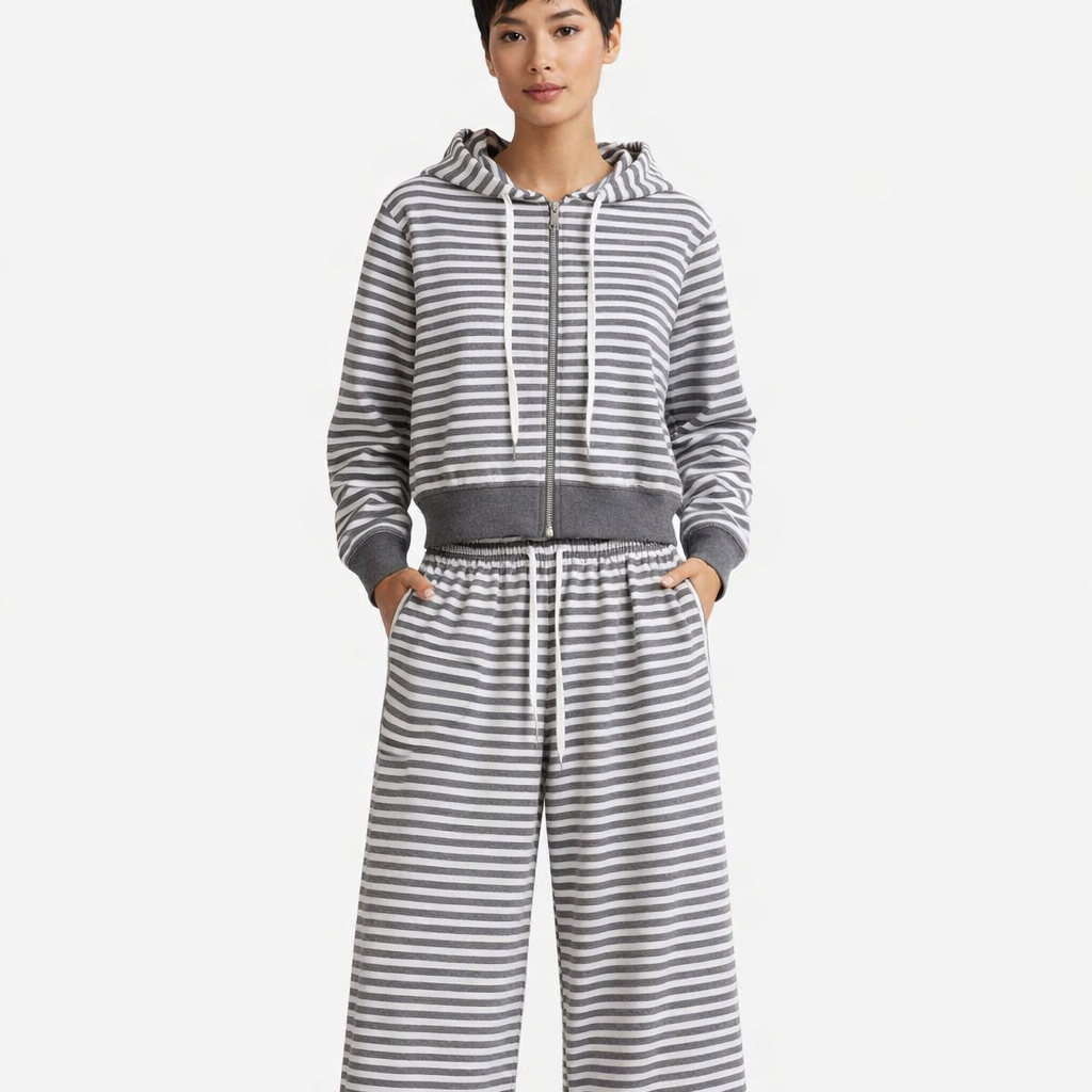 Women's Full Zip Hoodie and Straight Leg Pants Set