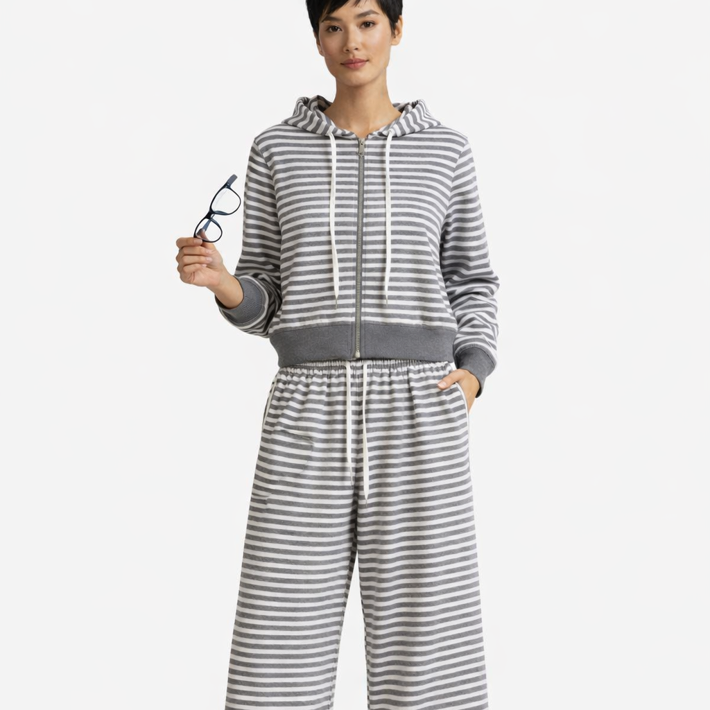 Women's Full Zip Hoodie and Straight Leg Pants Set