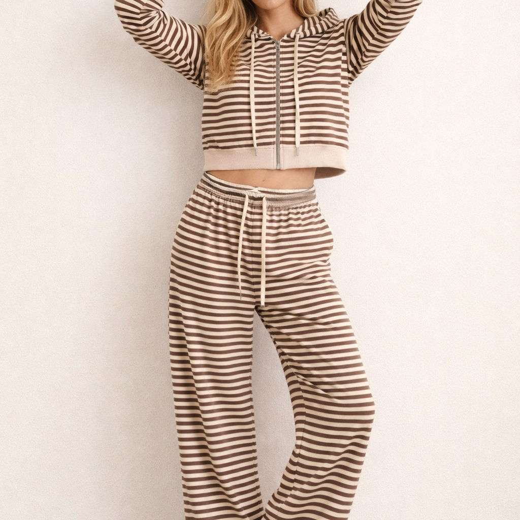 Women's Full Zip Hoodie and Straight Leg Pants Set