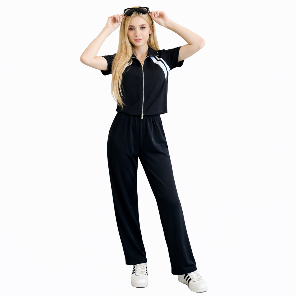 Women's 2-Piece Set – Short-Sleeve Top and Wide-Leg Pants