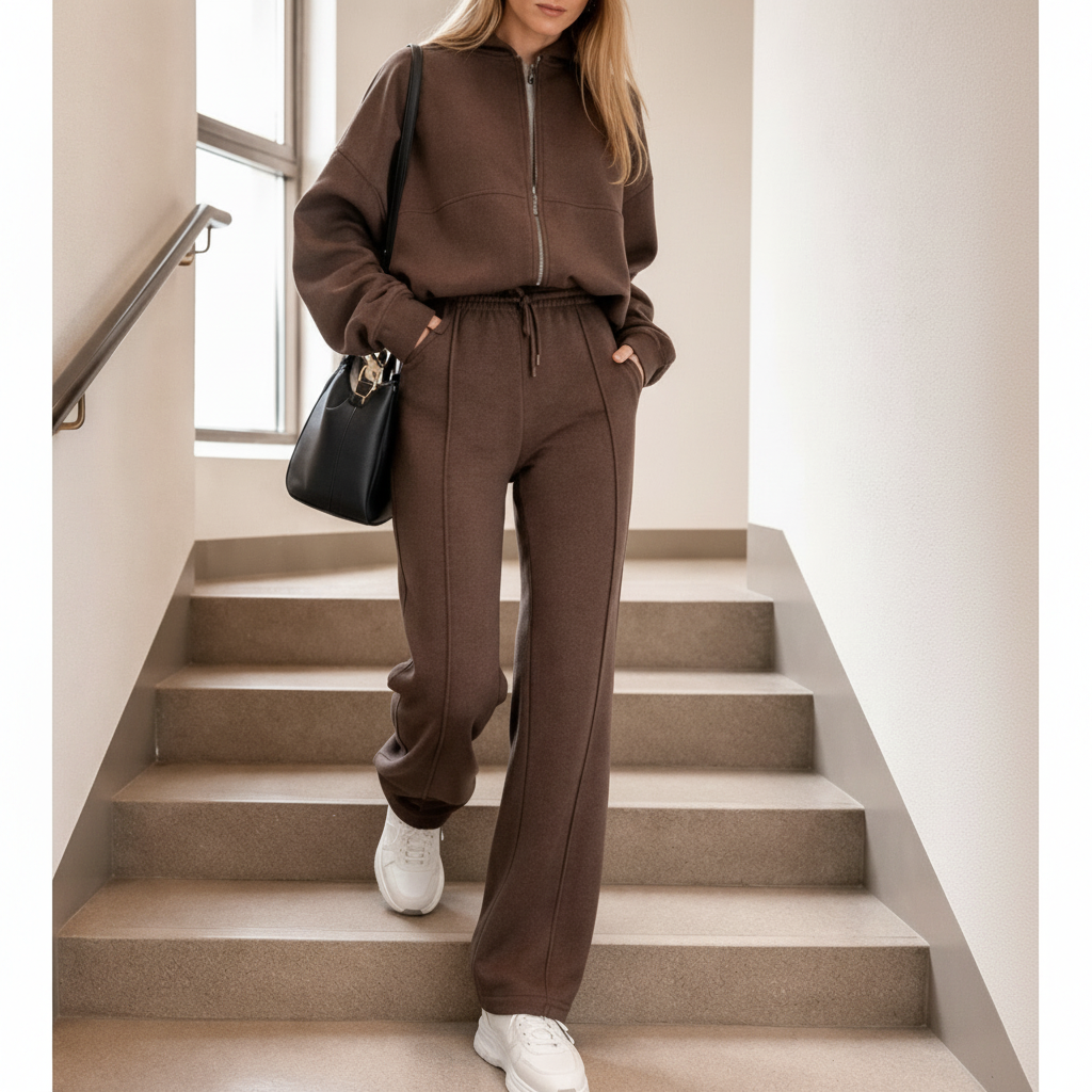 Completo Business Casual Donna 2 Pezzi - Cardigan Zip e Pantaloni Lunghi