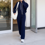 Completo Business Casual Donna 2 Pezzi - Cardigan Zip e Pantaloni Lunghi