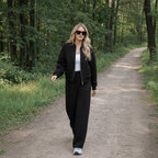 Completo Business Casual Donna 2 Pezzi - Cardigan Zip e Pantaloni Lunghi