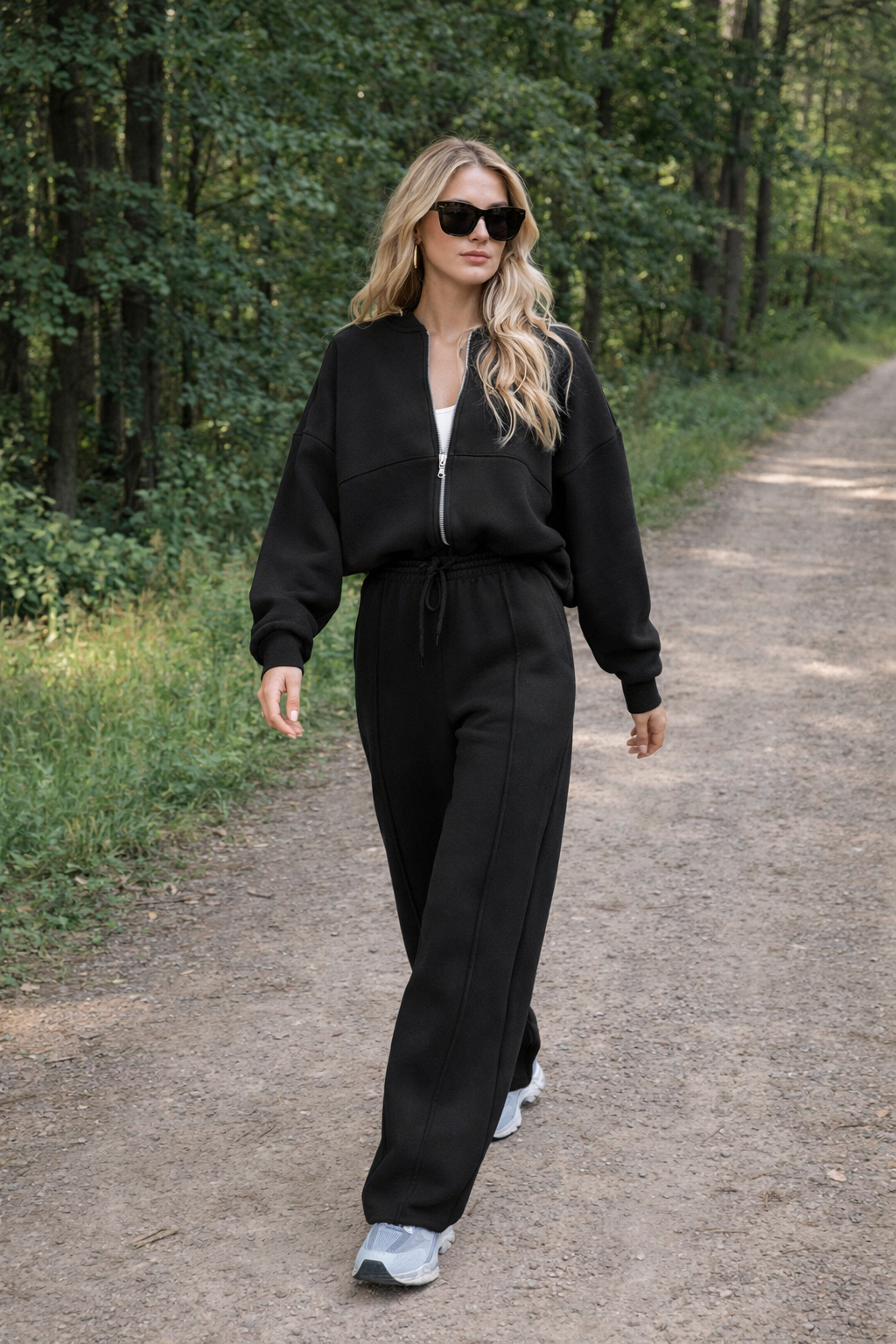 Completo Business Casual Donna 2 Pezzi - Cardigan Zip e Pantaloni Lunghi