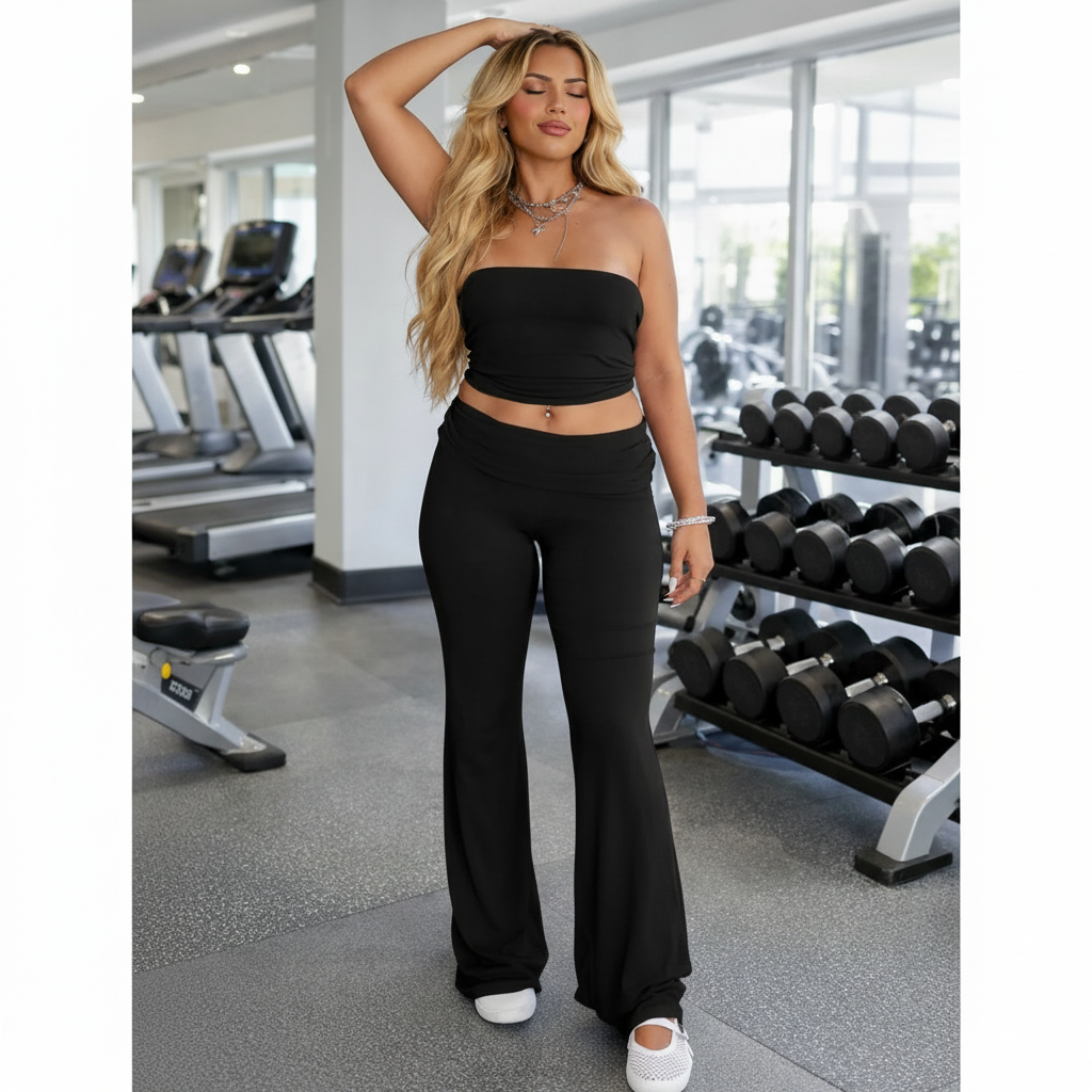 Women's 2-Piece Summer Outfit - Sleeveless Top and Long Pants