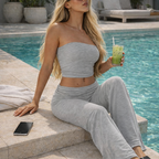 Women's 2-Piece Summer Outfit - Sleeveless Top and Long Pants
