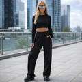 Women's Casual Sport Set – Crop Top and Wide-Leg Pants