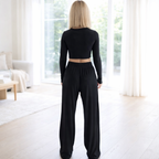 Women's Casual Sport Set – Crop Top and Wide-Leg Pants