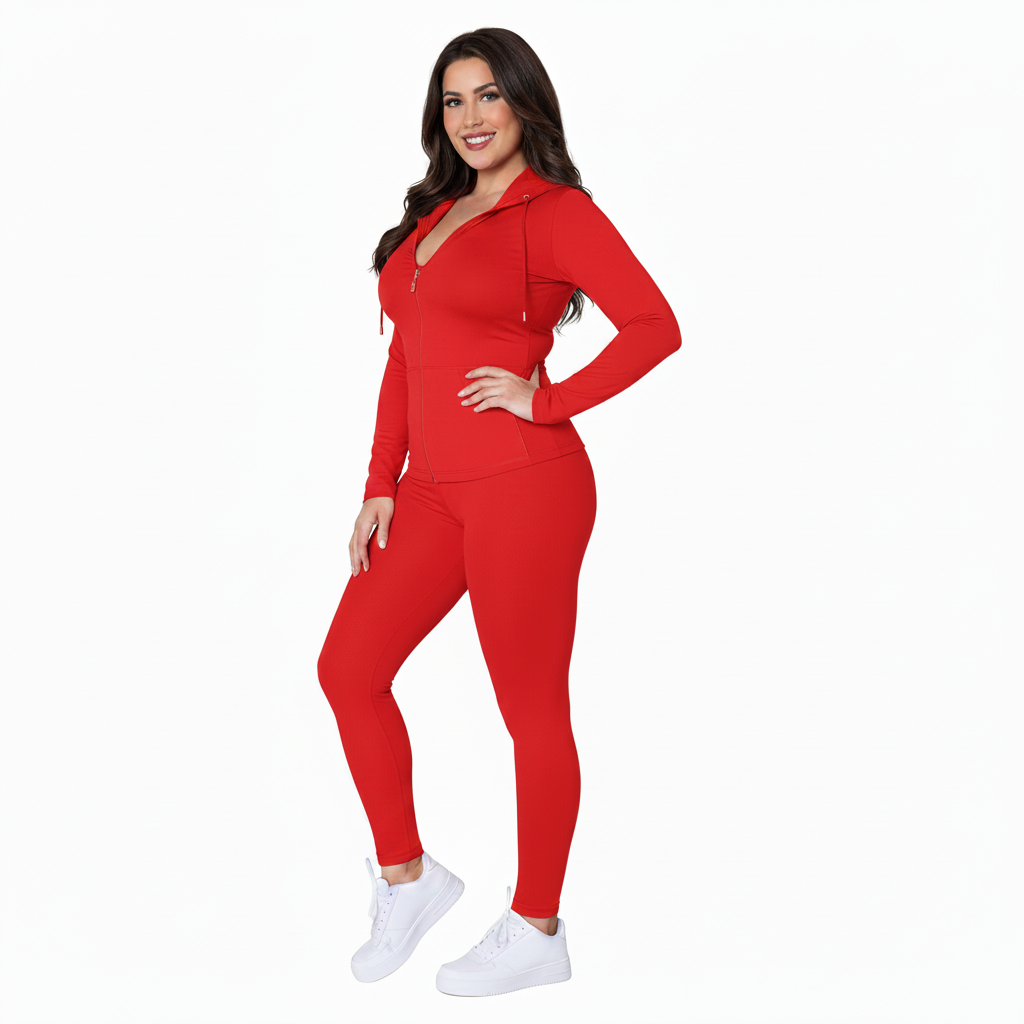 Women's Plus Size Tracksuit - Zip Hoodie and Leggings