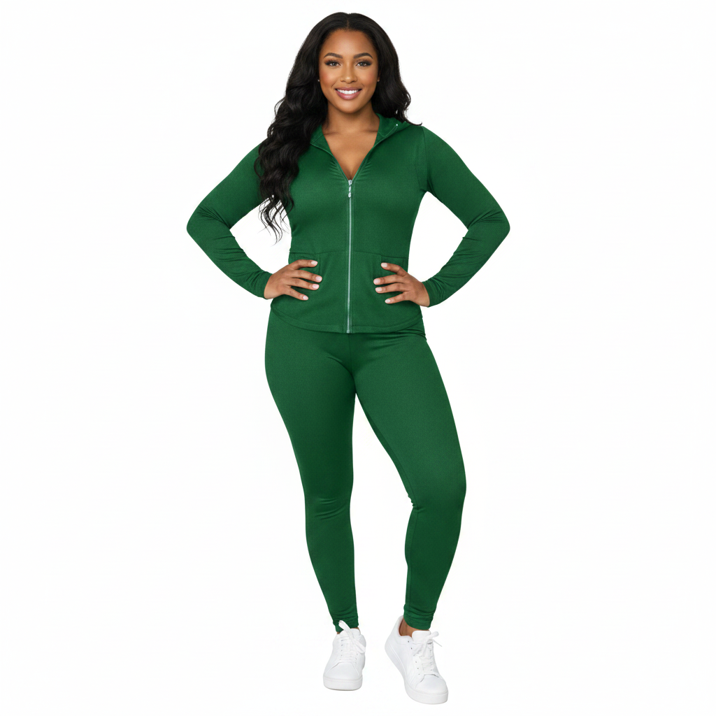 Women's Plus Size Tracksuit - Zip Hoodie and Leggings