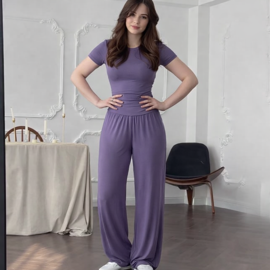 Women's 2-Piece Set – Top and Wide-Leg Pants