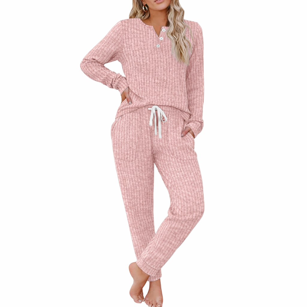 Women's Casual Sportswear Set with Pockets and Buttons