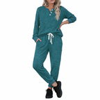 Women's Casual Sportswear Set with Pockets and Buttons