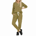Women's Casual Sportswear Set with Pockets and Buttons