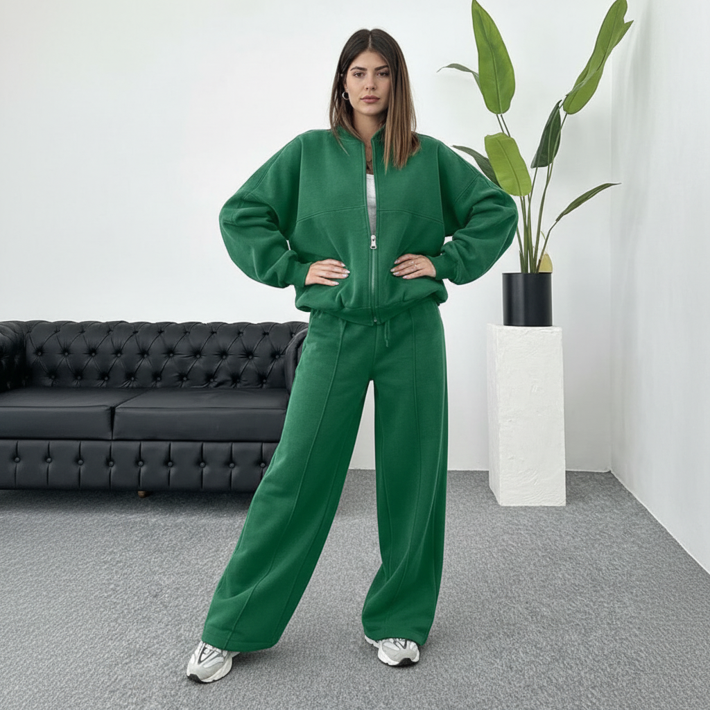 Women's Two-Piece Set | Cardigan Jacket + Streetwear Pants