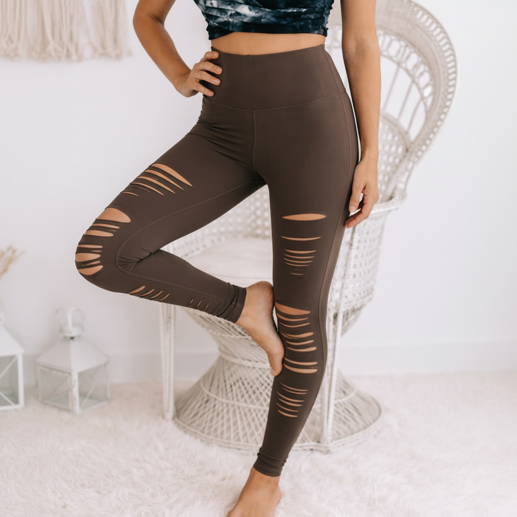 Women's High Waisted Leggings - Skinny Cut-Out Stretch