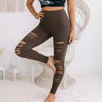 Women's High Waisted Leggings - Skinny Cut-Out Stretch