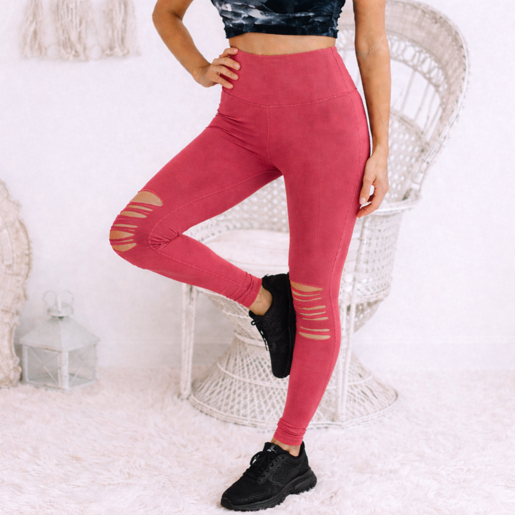 Women's High Waisted Leggings - Skinny Cut-Out Stretch