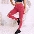 Women's High Waisted Leggings - Skinny Cut-Out Stretch