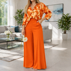 Women's Set – Printed Shirt and Wide-Leg Trousers | Chic Casual Style