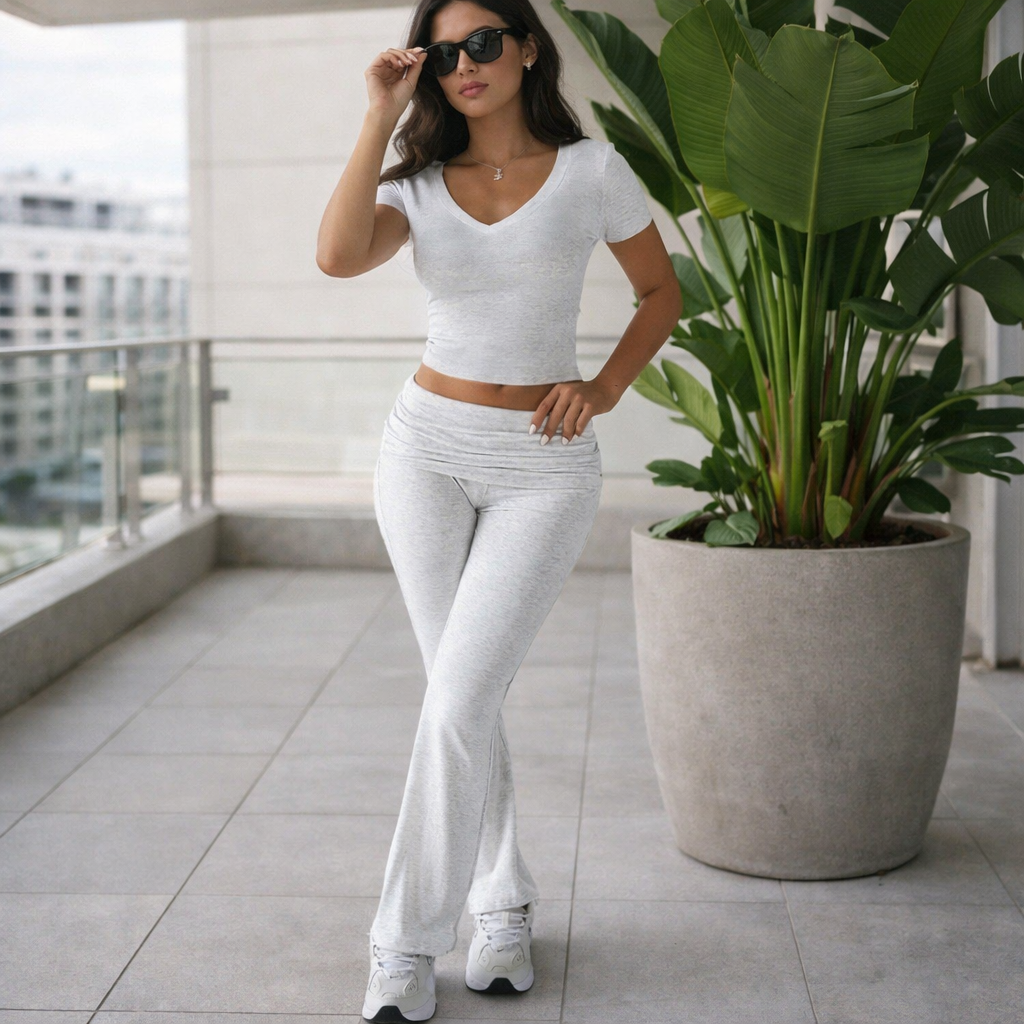 Women's Yoga Set – 3/4 Sleeve T-Shirt and Long Pants