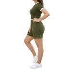Women's Set - Fitted Short-Sleeve T-Shirt and Solid-Color Shorts
