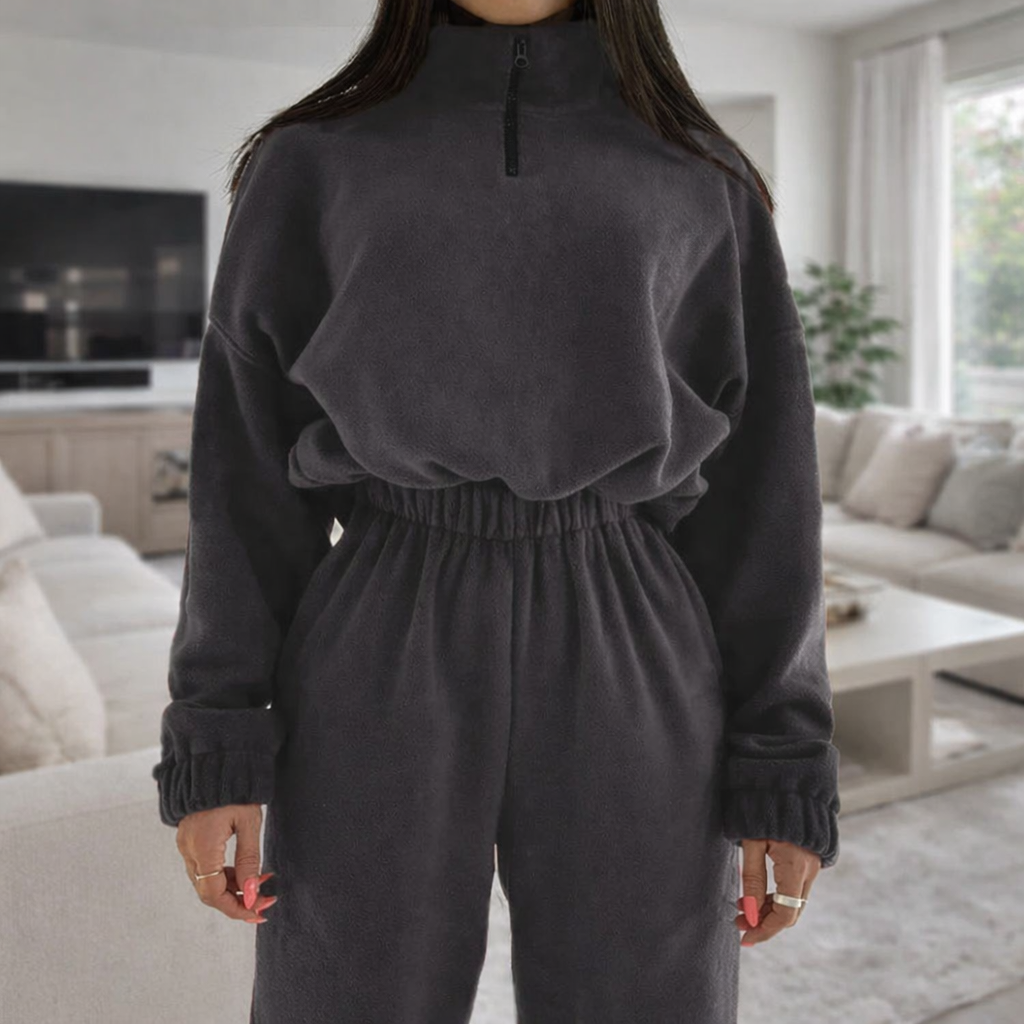 Set Felpa Donna Collo Alto con Zip - Completo Due Pezzi