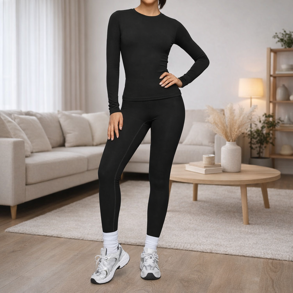 Women's Fitted Sports Set – Long Sleeve Top and Leggings