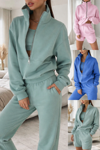 Completo Sportivo Donna con Zip - Set 2 Pezzi Felpa e Pantaloni