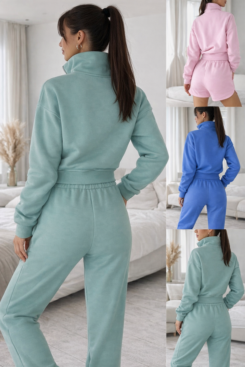Completo Sportivo Donna con Zip - Set 2 Pezzi Felpa e Pantaloni