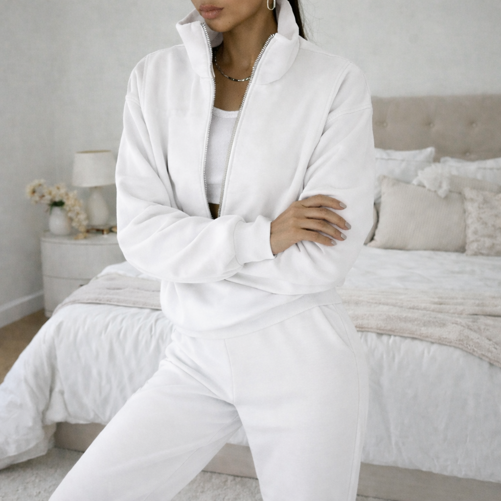 Completo Sportivo Donna con Zip - Set 2 Pezzi Felpa e Pantaloni