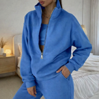 Completo Sportivo Donna con Zip - Set 2 Pezzi Felpa e Pantaloni