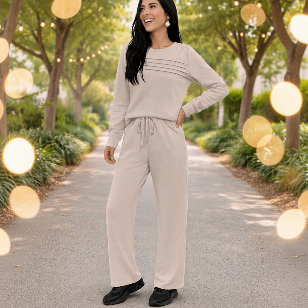 Women's Casual Loose Set – Long Sleeve Top and Pants