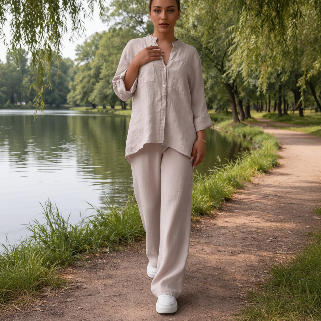 Women's Linen and Cotton Set – Shirt and Palazzo Trousers | Lynoro